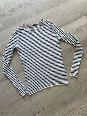 J. McLaughlin Striped Ribbed Sweater/Top - Navy & Light Blue on White, Size XS.